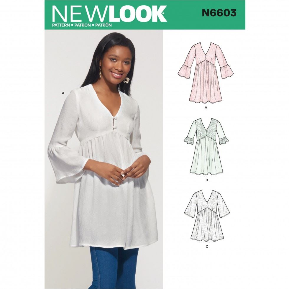 New Look 6603 Paper Sewing Pattern â Womenâs Top, Size A (8â10â12â14â16â18â20), Intermediate