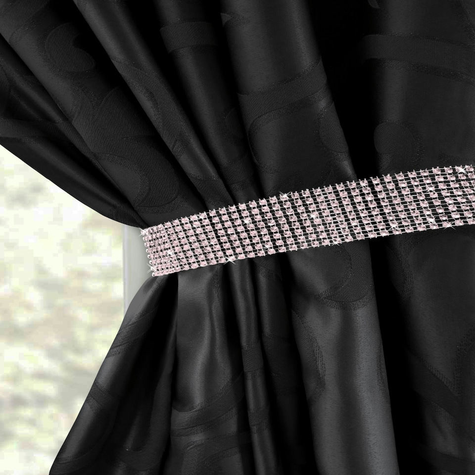 image 1 of Intimates Diamante Strip Curtain Tieback Pair Pink | Blush Pink