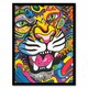 image 1 of Colourful Arty Tiger Portrait Fun Bold Hippy Black Framed Wall Art Print A4