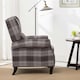 image 7 of Eaton Wing Back Fireside Checkered Fabric Pushback Recliner Chair (Charcoal)