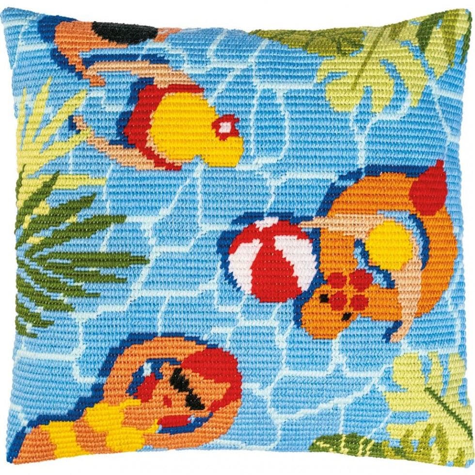 Vervaco C/S CUSHION SUMMER - Angled Clamping Long Stitch Cushion Kit: Summer