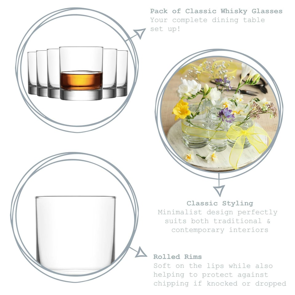 image 1 of LAV Ada Whisky Glasses - 305ml - Clear - Pack of 6 Clear