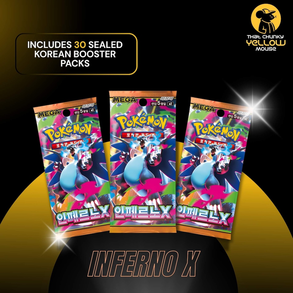 image 1 of Pokemon Cards Mega Inferno X Booster Box x 30 Pokemon Cards Korean Phantasmal Flames - TCYM Import