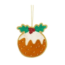 Sass & Belle Hanging Decoration Embroidered Christmas Pudding Zari
