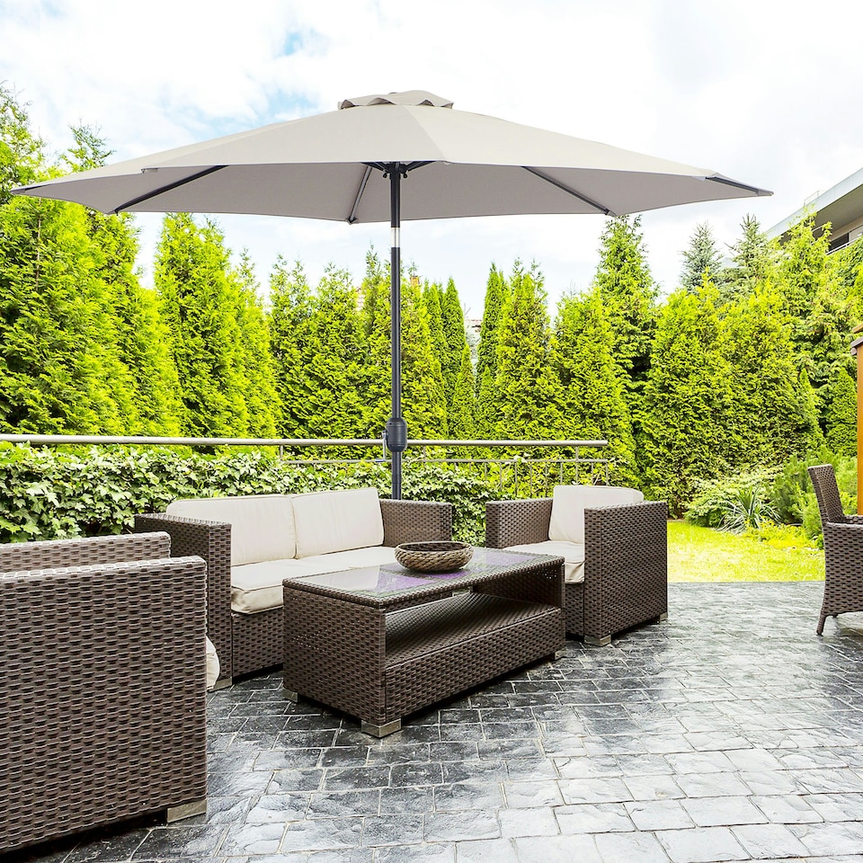 image 1 of Outsunny 3(m) Patio Umbrella Outdoor Sunshade Canopy Tilt Grey