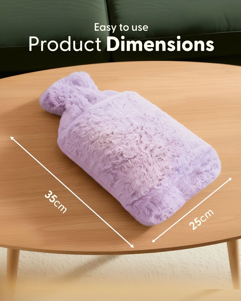 image 1 of Keplin Fluffy Faux Fur Hot Water Bottle 2 Litre with Hand Warming Cover
