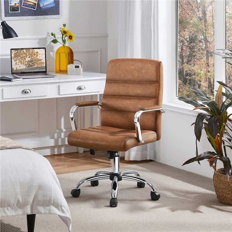image 1 of Yaheetech Mid-Back Office Chair with Arms