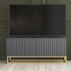 image 10 of TV Unit 100cm Grey Matt Fluted Fronts with Gold Metal Base Grey
