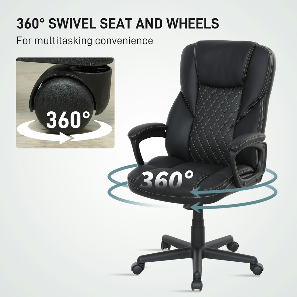 image 1 of HOMCOM High Back Executive Office Chair with Arms Adjustable Height Black