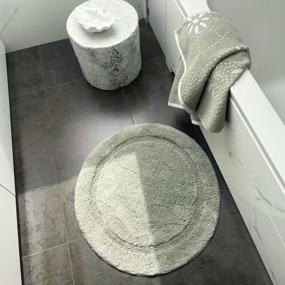 image 1 of Luxury Marrakesh Floral Geo Patterned Towels - 100% Cotton Green | Sage Green | Bath sheet