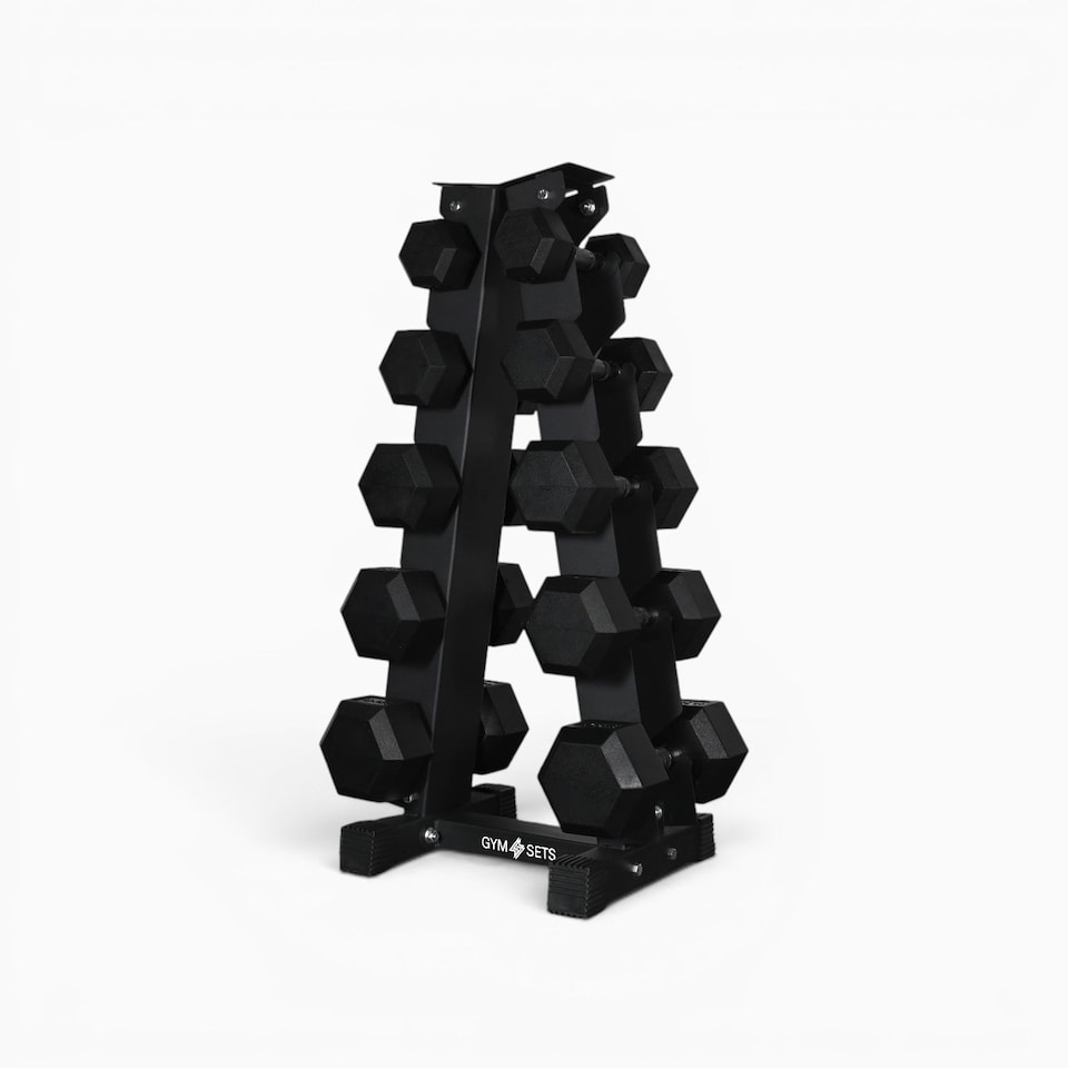 image 1 of GYM SETS 5 & 6 Tier Hex Dumbbell Tree Rack | 5 Tier Tree 2.5-12.5kg (With Weights) + No Bench