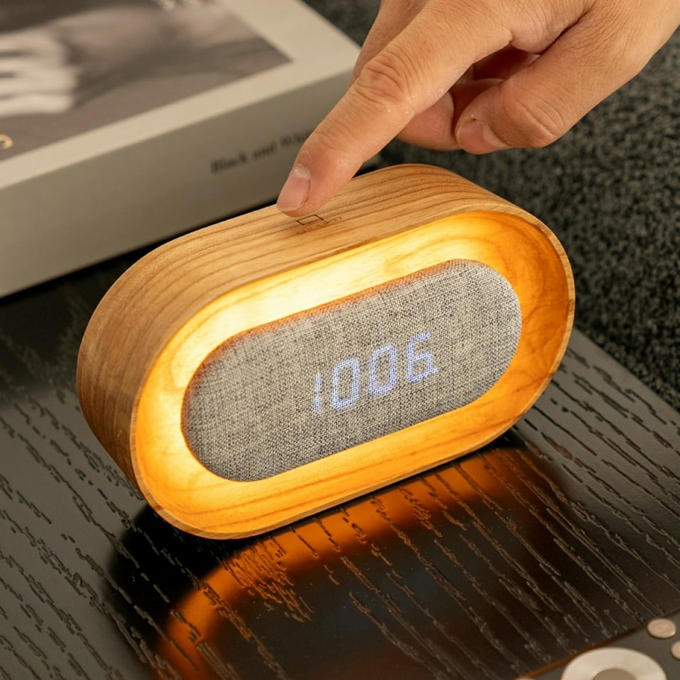 image 1 of Gingko Lumos Clock & Lamp - Oval N/A | White Ash