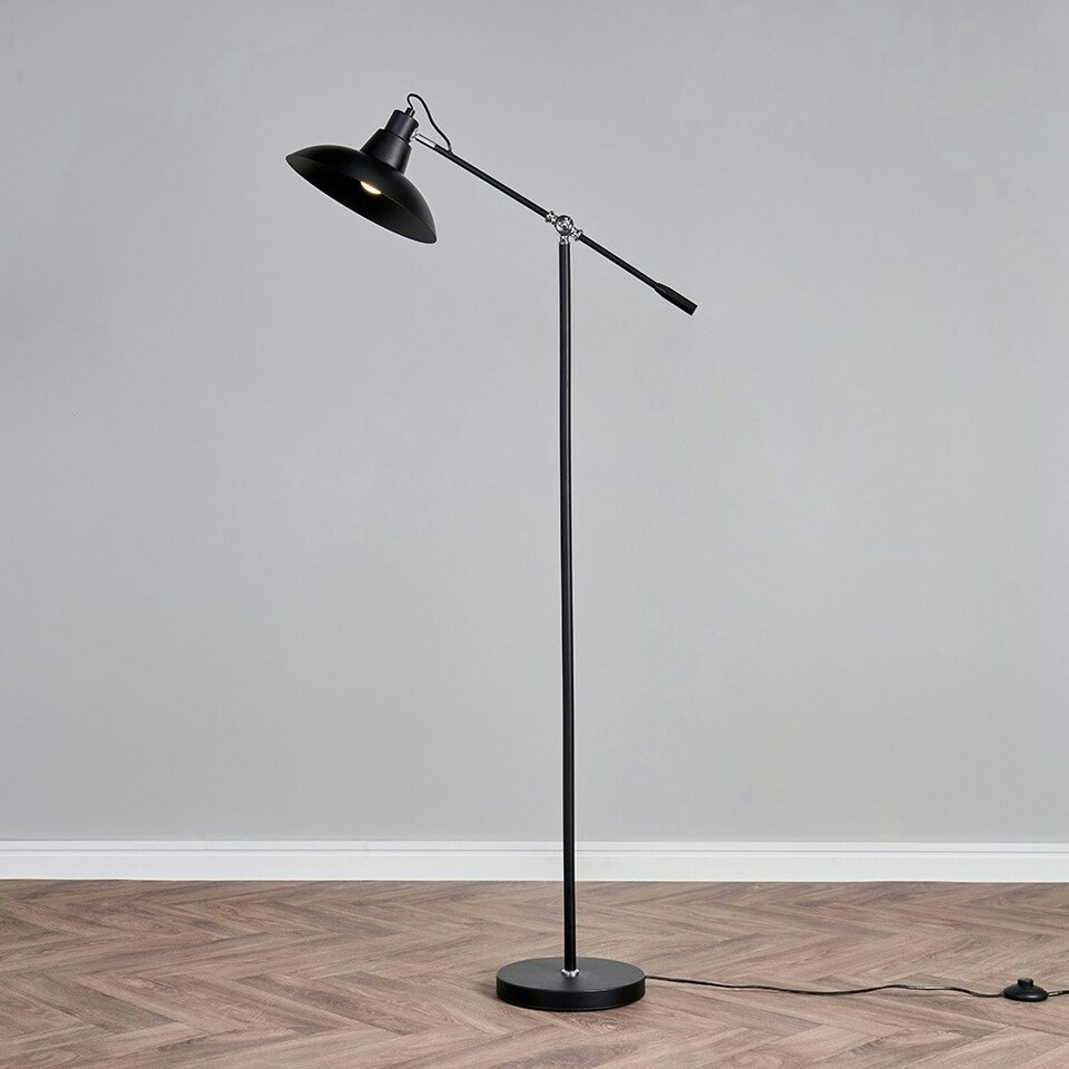 image 1 of ValueLights Civic Matte Black Floor Lamp and LED Bulb