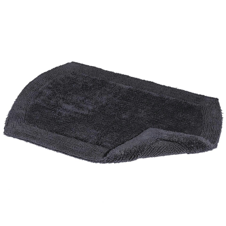 image 1 of Showerdrape Ultra 100% Cotton Charcoal Reversible Bath Mat 800 x 500mm