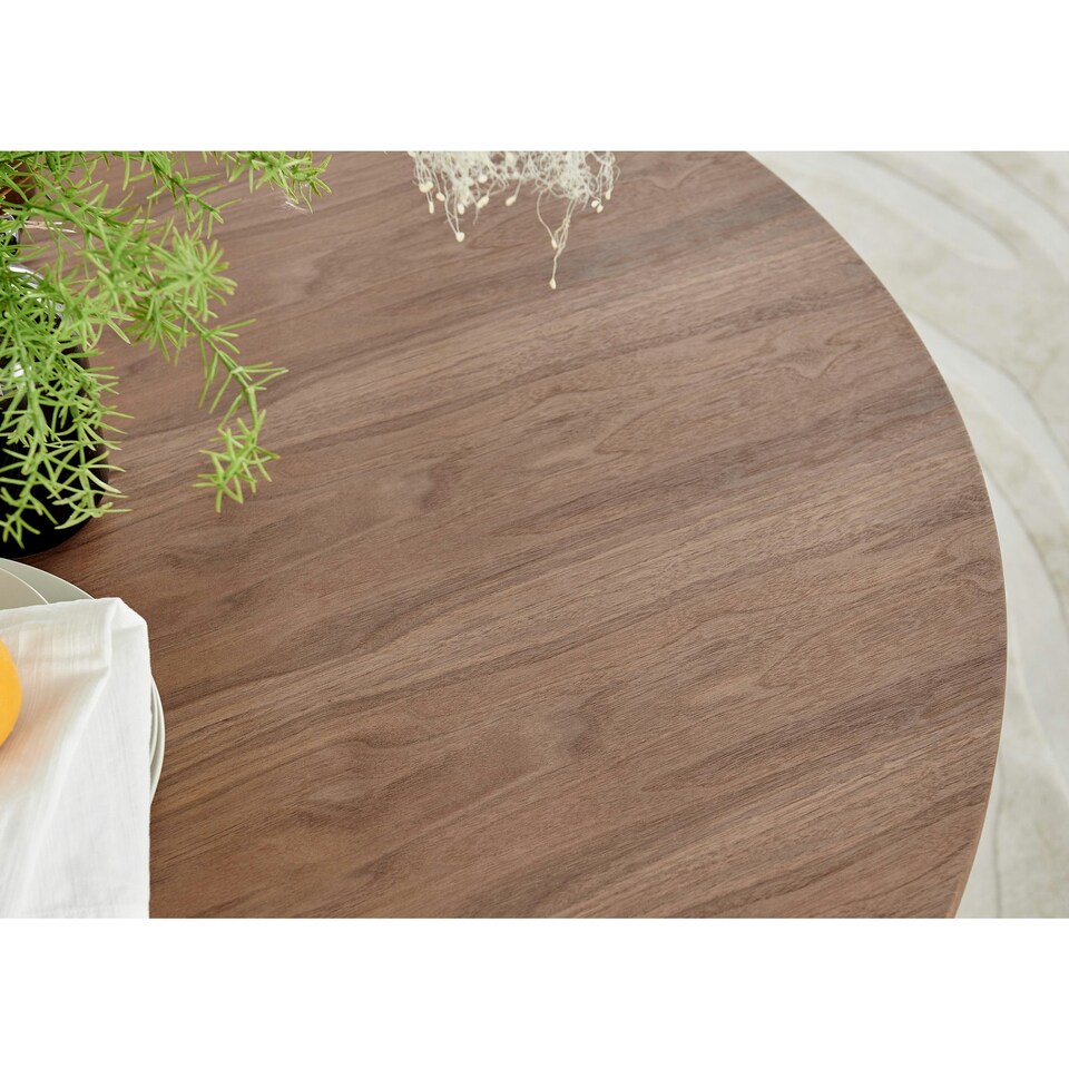 image 1 of Furniturebox Adley Wooden and Black Metal Round Storage Dining Table