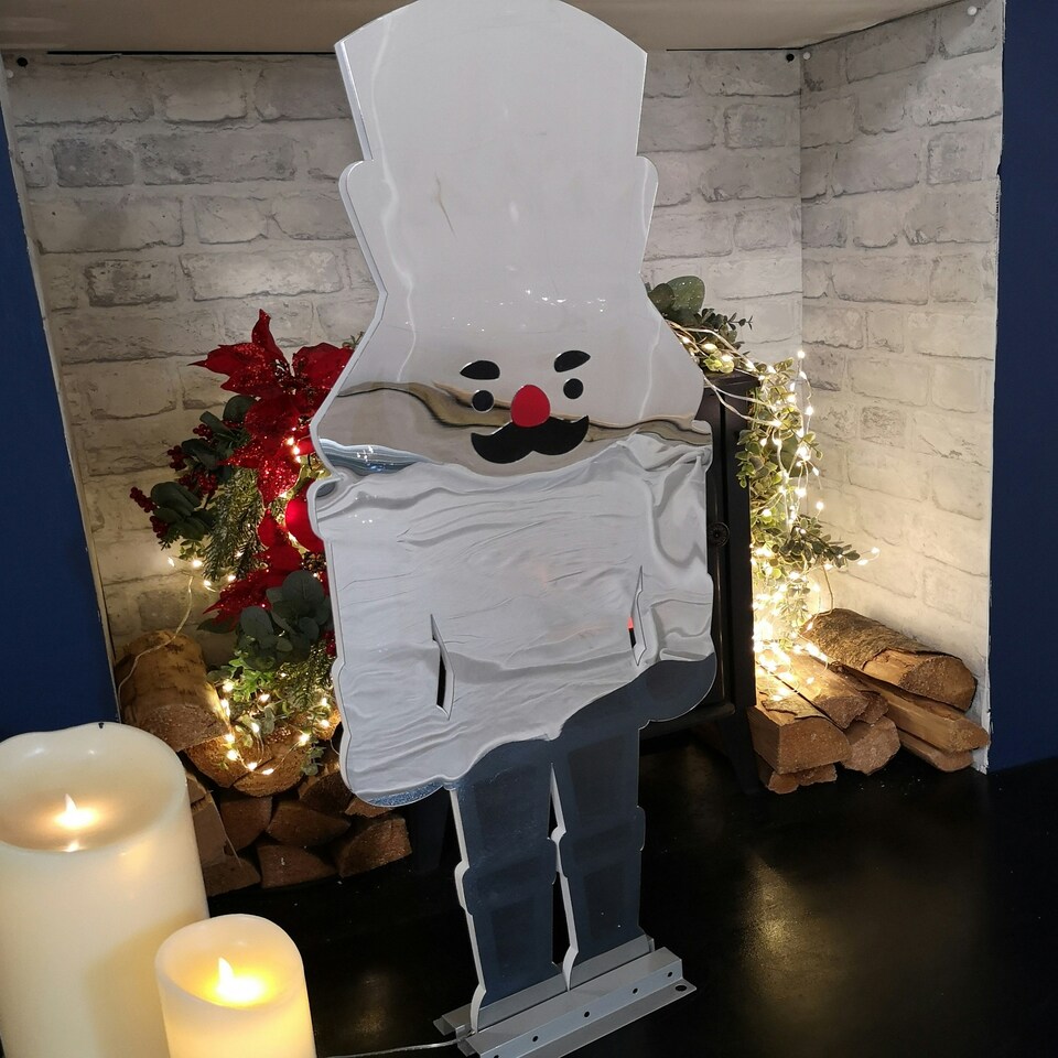 image 1 of 74cm LED Infinity Light Nutcracker - Red & White
