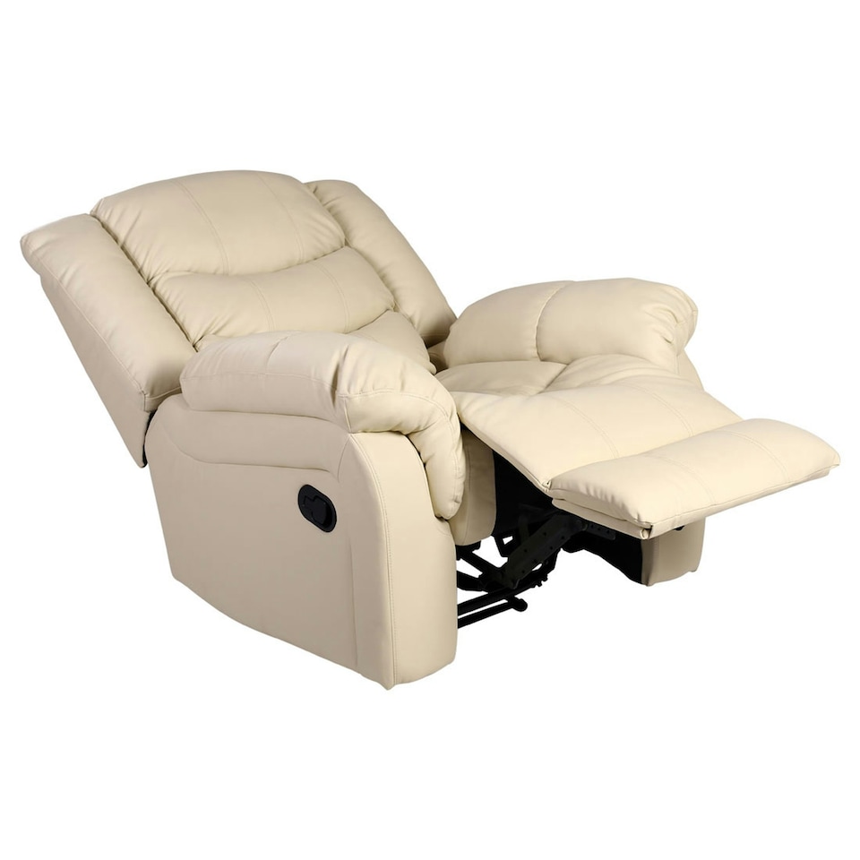 image 1 of Chester Bonded Leather Manual Recliner Chair with Heat And Massage (Cream)