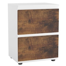 URBNLIVING 2 Drawer Bedside Cabinet Handle Free Nightstand | Multi | White Carcass + Rustic Brown Drawers | 1