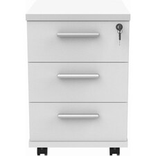 3 Drawer Office Storage Unit Lockable & Portable Under Desk Cabinet White
