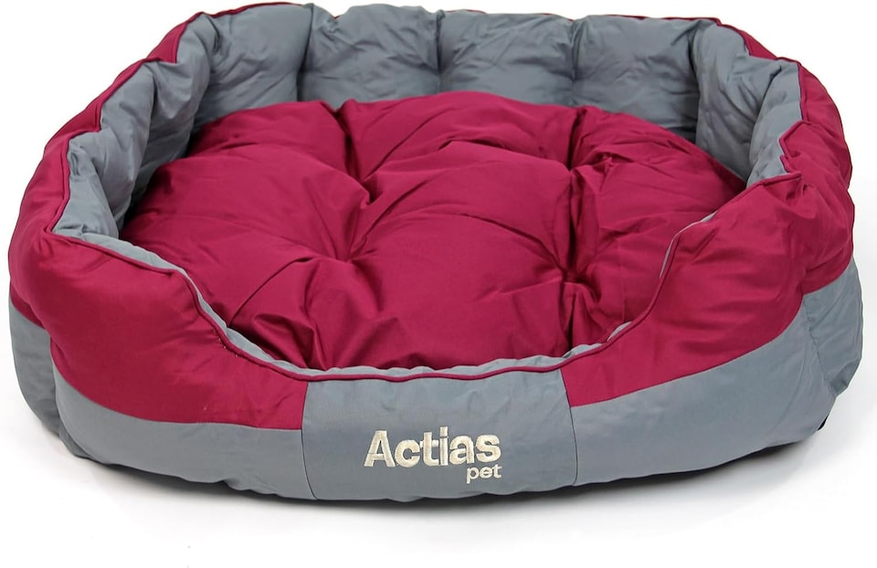 image 1 of Actiaspet Waterproof Pet Bed Reversible Cushion Multiple Sizes (Grey/Burgundy, Extra Large)