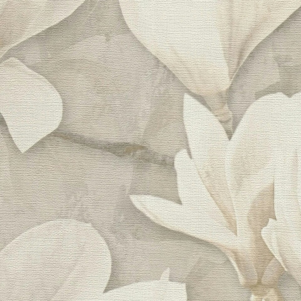 image 1 of Gentle Blossoms Wallpaper in White on Grey Multi