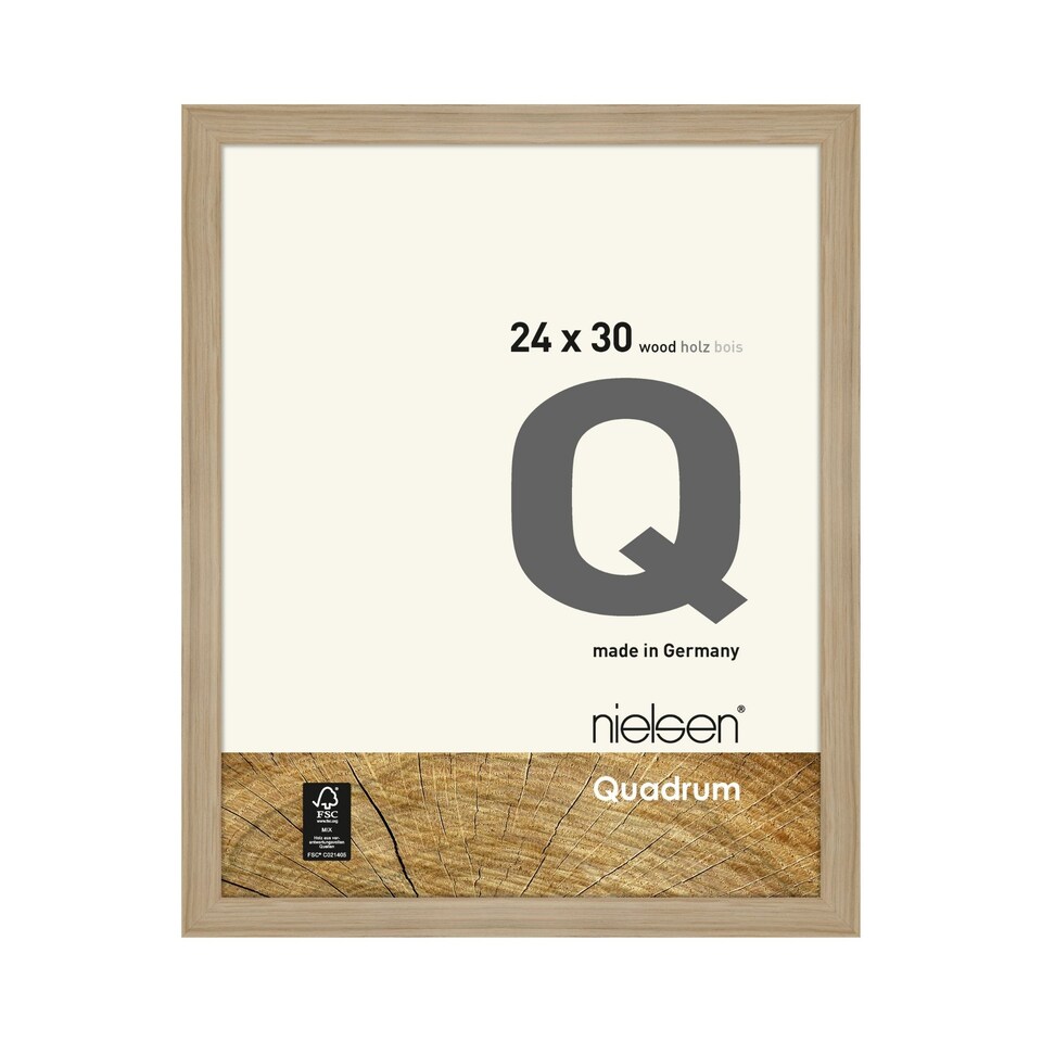 image 1 of Nielsen Quadrum Wooden Picture Frame - Real Glass - Oak - 24cm x 30cm