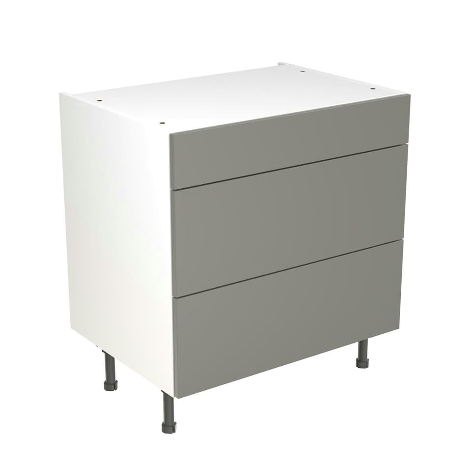 image 1 of 3 Drawer Base Unit 800mm w/ Slab Cabinet Door - Super Gloss Dust Grey Grey | Super Gloss Dust Grey