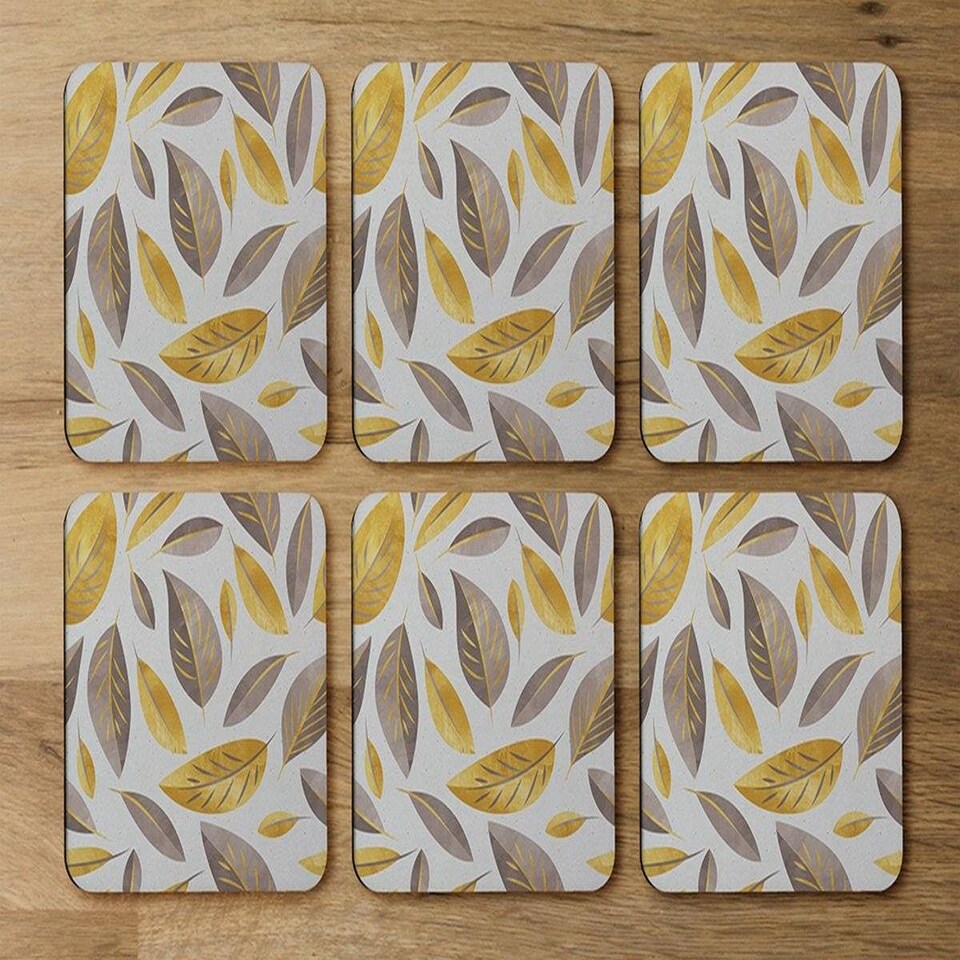 image 1 of Botanical gold and purple leaf (Coaster)