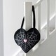 image 2 of Spiderweb Heart Satin Tote Bag Black