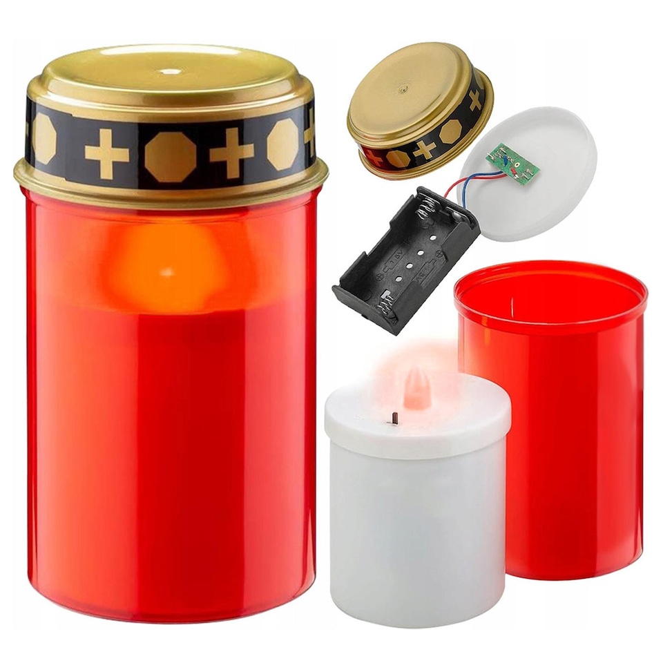 image 1 of GEEZY LED Grave Candles Set of 2 Red Flickering Battery Outdoor Decoration Light