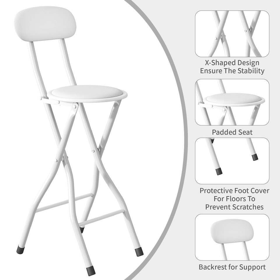 image 1 of MCC Direct Single Folding Breakfast Bar Stool Padded High Kitchen Dining Chair