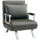 image 1 of HOMCOM Single Folding 5 Position Convertible Sleeper Chair Bed Grey
