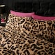image 2 of OHS Leopard Print Reversible Duvet Cover and Pillowcase Bedding Set, Single - Brown