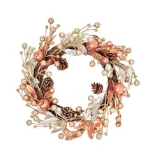 Homescapes Champagne Pinecone & Apple Christmas Wreath