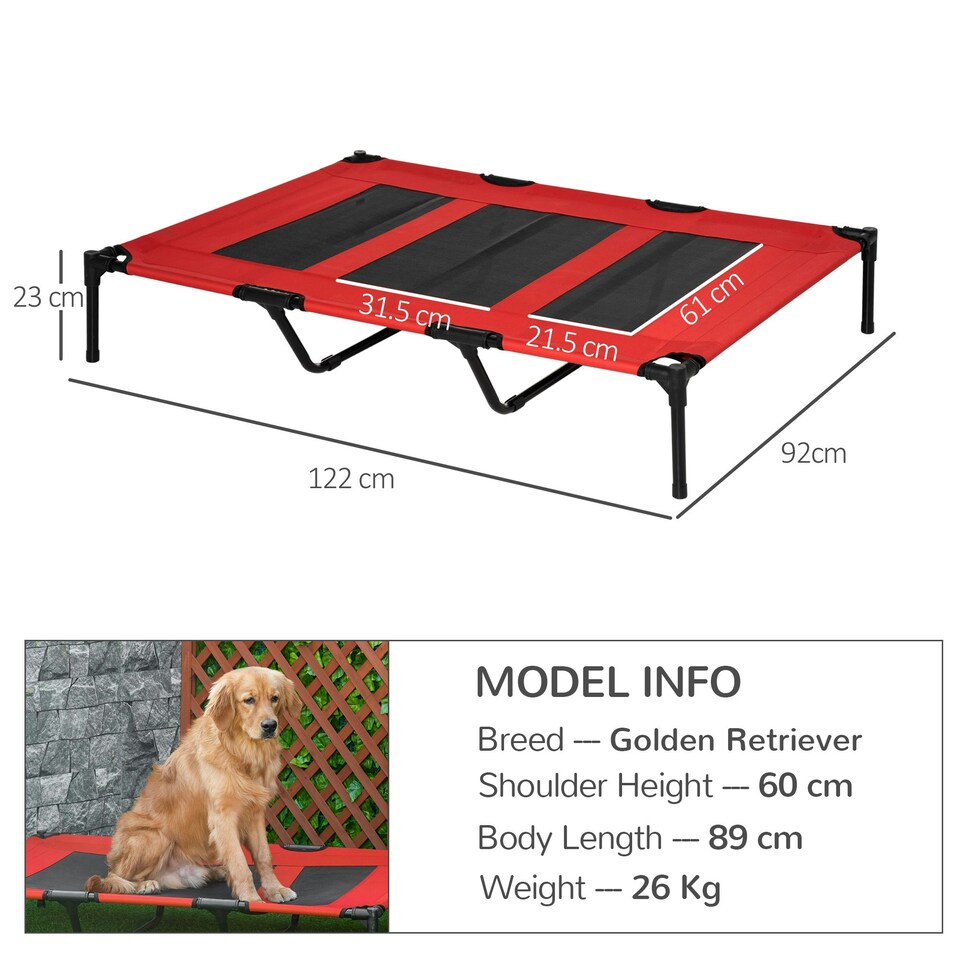 image 1 of PawHut Elevated Dog Bed Cooling Raised Pet Cot for Indoor Outdoor Use, XX Large