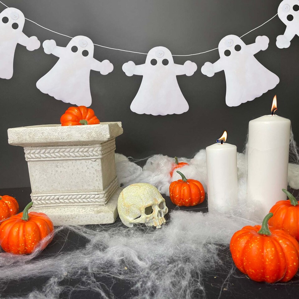 image 1 of PMS Halloween Ghost Paper Garland 3M - Reusable Party Decoration