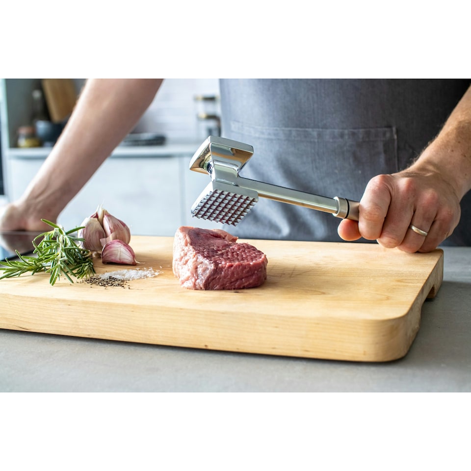 image 1 of KitchenCraft Meat Tenderiser Hammer Silver Aluminium
