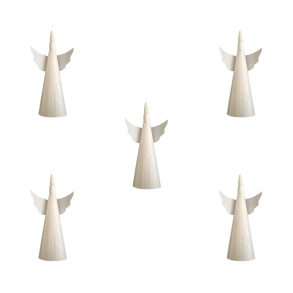 image 1 of Set of 5 15cm Battery Operated LED Floating Angel Candle Christmas Decorations with Remote in Warm White