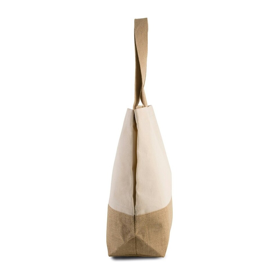 image 1 of Kimood Canvas And Jute Shopper Bag - Natural/Natural - One Size Cream