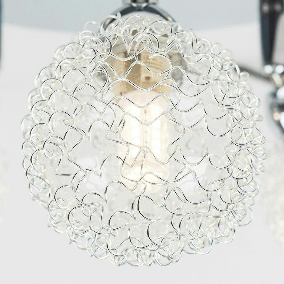 image 1 of ValueLights Alambre Polished Silver Semi-Flush Light and G9 Capsule LED 3W Warm White 3000K Bulb
