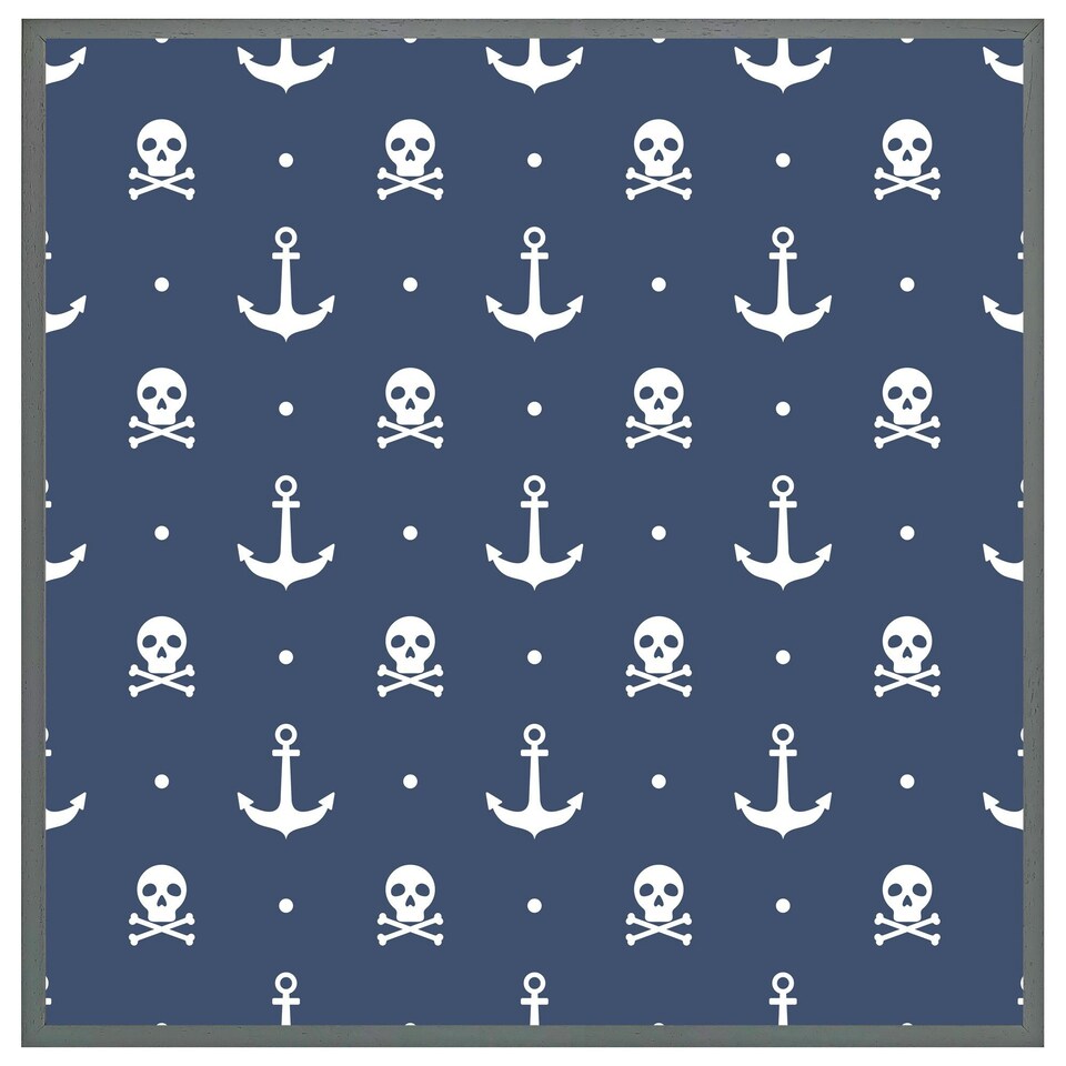 image 1 of Anchor with skull & bones (Picutre Frame) Grey | L