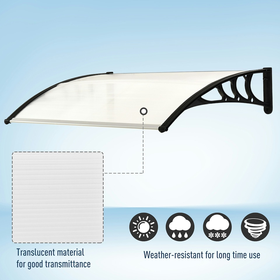 image 1 of Outsunny Outdoor Window Door Canopy Fixed Awning Porch UV Water Cover White White | White