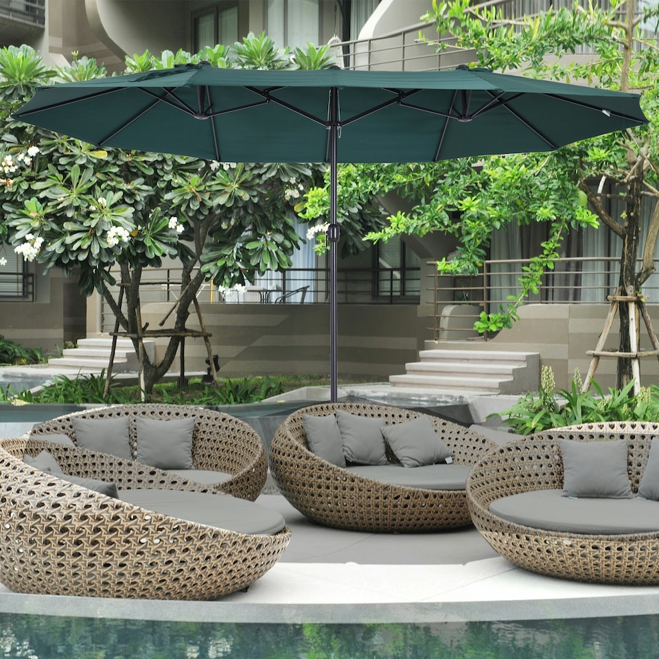 image 1 of Outsunny 4.6M Garden Patio Umbrella Canopy Parasol Sun Shade witho Base