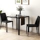 image 2 of HOMCOM Modern Square Dining Table with Tempered Glass Top Metal Legs | Black | Black | 75cm x 75cm x 75cm