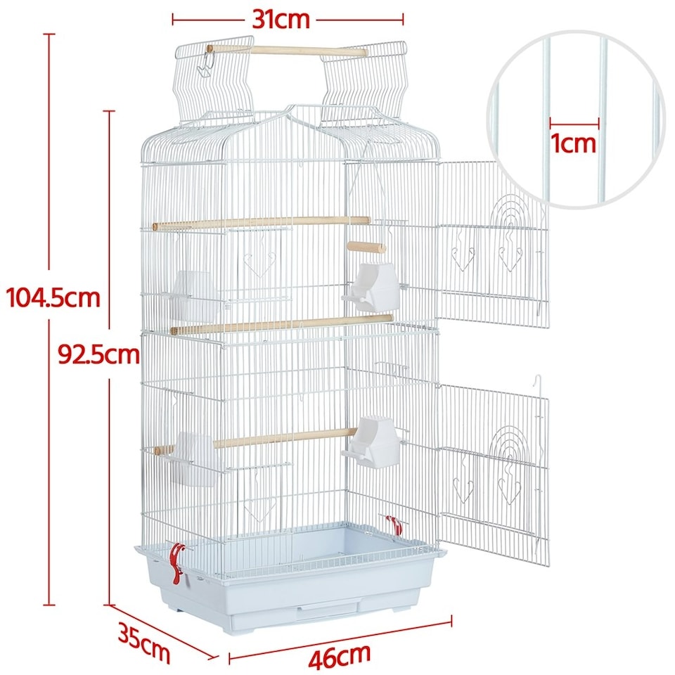image 1 of Yaheetech 104.5 cm Tall Open Top Metal Birdcage Parrot Cage White