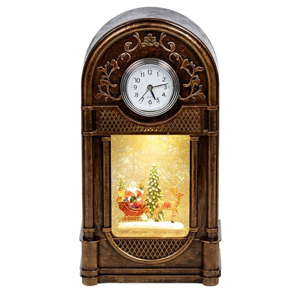 Premier Antique Santa Claus Christmas Mantel Clock Antique Gold