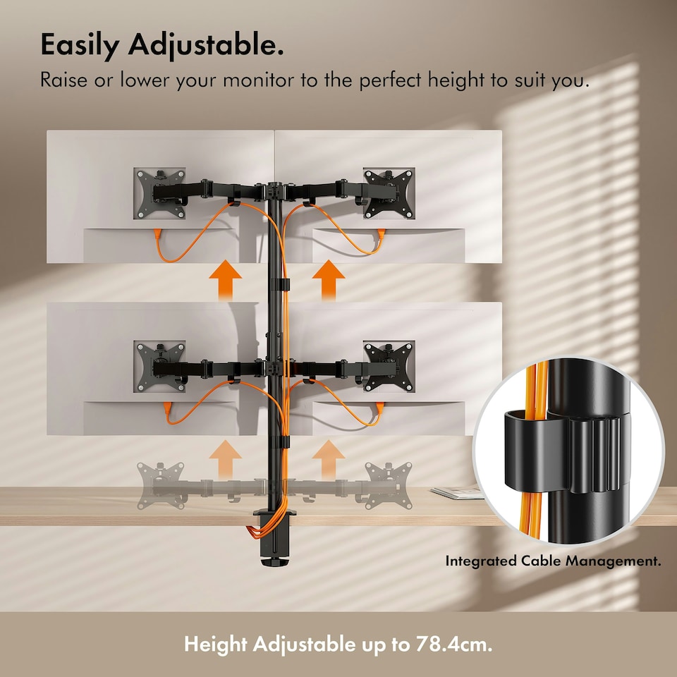 image 1 of VonHaus Adjustable Quad Monitor Stand for 13-32" Screens