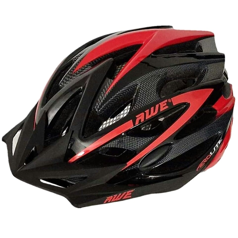 image 1 of AWE AweAeroLite In Mould Adult Bike Helmet Black/Red Large 58-61cm Crash Guarantee*