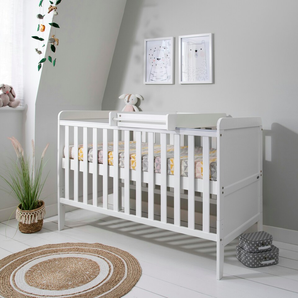 image 1 of Tutti Bambini Rio Cot Bed with Cot Top Changer & Mattress - White