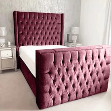 Lokie Plush Maroon Double TV Bed Frame - Maroon